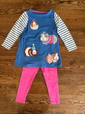 Mini Boden Light Blue Top with Pink Leggings
